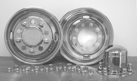 22.5" x 7.5" Over Lug Design Simulator Set Hub Pilot Wheel 10 Lugs, 2 Hand Holes - chromewheelsimulators.com