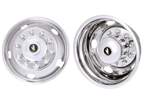 19.5" 10 Lug 5 Hand Hole Fits International and '05-'16 Ford F450 and F550 Dual Wheels with Over Lug Mounting - chromewheelsimulators.com