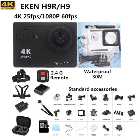 action camera EKEN H9 / H9R remote Ultra HD 4K WiFi 1080P/60fps go waterproof pro cam 2.0 LCD 170D lens Helmet Cam gopro style - chromewheelsimulators.com