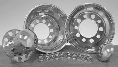 22.5" x 7.5" Under Lug Design Simulator Set 10 Lugs, 2 Hand Holes - chromewheelsimulators.com